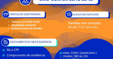 Águas do Piauí realiza nesta quarta-feira (22) mutirão da Tarifa Social em Dom Expedito Lopes