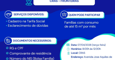 Nesta terça (07) e quinta (09), Águas do Piauí realiza mutirões da Tarifa Social em Fronteiras e Wall Ferraz