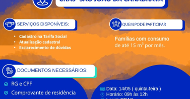 Mutirão da Tarifa Social será realizado em São João da Canabrava nesta quinta-feira (14)